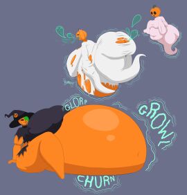 bbw big_ass big_breasts bonnestar12 digestion digestion_noises fat fat_ass ghost ghost_girl halloween halloween_costume halloween_theme heavy_weight huge_ass obese overweight post-vore pumpkin pumpkin_butt pumpkin_girl pumpkin_head vore weight_gain wide_hips wide_thighs