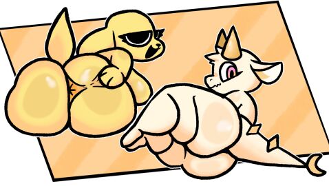 2girls anthro anus ass bedroom_eyes big_ass big_breasts breasts bubble_ass bubble_butt canine chikn_nuggit chikn_nuggit_(chikn_nuggit) dragon female female_only fwench_fwy_(chikn_nuggit) horns huge_ass lewdewott looking_at_viewer multiple_females multiple_girls nude nude_female rule_63 sideboob smiling spread_anus spread_ass tail teasing thick_thighs wide_hips