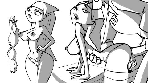1boy 1girls 2d anal anal_penetration anal_sex breasts breasts_too_big butt butt_focus canon_couple canonical_scene cartoon_network crotchless doggy_style eyeless_male female female_focus inconvenient_breasts lindsay_(tdi) male monochrome pants_down sex sketch tagme teletoon thesquiddycipher too_small_bikini topless total_drama_island tyler_(tdi) white_female