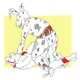 anal anal_sex animal_genitalia animal_penis animatronic anthro antoszowa ball_gag balls bondage bound cable canid canine canine_genitalia canine_penis canis collar domestic_dog duo duo_focus five_nights_at_freddy's five_nights_at_freddy's_3 from_behind_position gag gagged genitals group hi_res machine male male/male mammal on_ground penetration penis rear_view robot scottgames sex smile springtrap_(fnaf) wrapped_arms