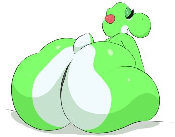 anthro anthro_only arizonathevixen ass ass_focus big_ass bubble_ass bubble_butt dinosaur fat_ass green_body green_yoshi hi_res huge_ass leaning_forward mario_(series) nintendo open_mouth scalie short_tail simple_background sitting solo tail thick_ass thick_thighs two-tone_body white_background white_body wide_hips yoshi