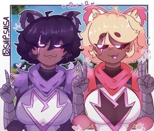 2024 2girls big_breasts breasts dark-skinned_female dark_skin female female_only fortnite fortnite:_battle_royale hoodless_raven_team_leader multiple_females multiple_girls pink_eyes purple_eyes purple_hair raven_team_leader raven_team_leader_(cuddly) ship_master