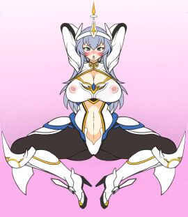 1girls armpits belly belly_button blush boots breasts cameltoe cleavage clothed color digital_media_(artwork) erect_nipples female galaxy_gals grey_eyes headmistress_jeanne high_heels kuu_chaz7hu3hp5 large_breasts light_skin long_hair looking_at_viewer looking_pleasured mature_female muscular muscular_female nipples nipples_visible_through_clothing nyanko_daisensou pink_nipples pussy see-through silver_hair teacher the_battle_cats thick_thighs thighs tight_clothing tongue tongue_out