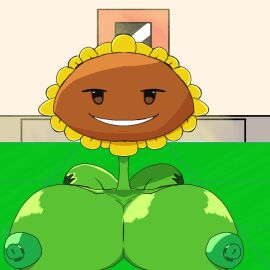 areolae big_breasts breasts dingdingwing female huge_breasts nipples plant plants_vs_zombies pvz seductive seductive_eyes seductive_look seductive_smile smiling smug smug_face smug_smile sunflower sunflower_(pvz) what