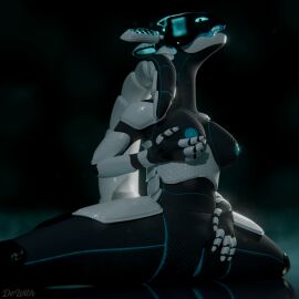 absurd_res anthro armor black_body blue_insides blue_nipples breasts claws dewith female finger_claws fingers genitals hi_res nipples plate plate_armor presenting presenting_breasts solo spread_legs spreading synth_(vader-san) teeth tongue vulva white_body wi_(dewith)