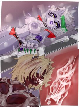 absurd_res after_oral after_sex animal_humanoid animatronic areola blonde_hair bodily_fluids breasts canid canid_humanoid canine canine_humanoid canis collar colored_nails corpse cum cum_in_mouth cum_inside cum_on_body cum_on_breasts cum_on_face dark duo eyeshadow female five_nights_at_freddy's five_nights_at_freddy's:_security_breach genital_fluids gore green_highlights green_nails grey_body grey_hair hair hi_res highlights_(coloring) horror_(theme) human humanoid lips lipstick machine makeup male male/female mammal mammal_humanoid nails navel purple_eyeshadow purple_lips purple_lipstick red_body red_skin robot robot_humanoid roxanne_wolf_(fnaf) scottgames spiked_collar spikes springlock_suit steel_wool_studios vanessa_(fnaf) white_eyes white_sclera wolf wolf_humanoid yellow_eyes zexlynk