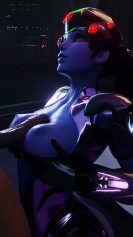 3d animated blue_skin dark-skinned_male large_penis outercourse overwatch paizuri sound tagme video waosart widowmaker yellow_eyes