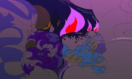 burningblaze121 hisuian_form hyper hyper_penis levionb123 male multiple_boys multiple_males muscles muscular muscular_male penis pokemon pokemon_(species) typhlosion