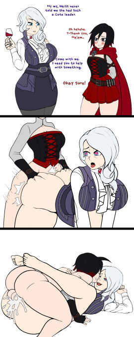 1futa 1girls age_difference ass ass_grab balls big_ass big_breasts blue_eyes blush bottomless breasts clothed_sex clothing colored comic cum cum_in_pussy dialogue edit english_text female friends_mother from_behind functionally_nude futa_on_female futanari grey_eyes heart-shaped_pupils hi_res impact_lines instant_loss_2koma instant_loss_3koma intersex large_breasts larger_female leg_lock light-skinned_female light-skinned_futa light_skin mating_press milf mother motion_lines nude nude_female nude_futa older_female older_female_and_younger_futa open_mouth orgasm pussy ruby_rose rwby seducing self_upload sex size_difference skindentation skirt small_dom_big_sub smaller_futa testicles text the_yeager tongue tongue_out two-tone_hair white_hair willow_schnee wine wine_glass younger_futa
