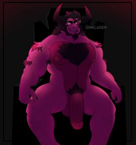 2021 absurd_res anthro anthro_only balls bara beard big_penis black_claws body_hair brown_balls brown_chest brown_penis chair chest_hair claws digital_media_(artwork) dragon eyewear facial_hair flaccid front_view furniture genitals glans glasses hi_res horn humanoid_genitalia humanoid_penis male male_only masculine_male melaisen muscular muscular_anthro muscular_male mythological_creature mythological_scalie mythology nipple_piercing nipples nude penis piercing pink_body pink_skin portrait pubes scalie shaded sitting smile soft_shading solo three-quarter_portrait throne vein veiny_penis wingless_dragon yaoi