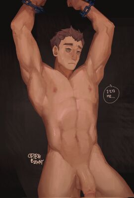 1boy balls bara big_penis fesh_blenny francis_mosses male male_nipples male_only milkman muscular muscular_male nipples nude penis solo solo_focus solo_male that's_not_my_neighbor yaoi