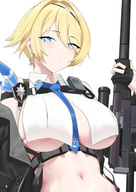 big_breasts big_nipples big_titties breasts female female_focus female_only girls'_frontline girls'_frontline_2:_exilium necropoi nikketa_(girls'_frontline_2) nipples short_hair tagme vsk-94_(girls'_frontline) yellow_hair