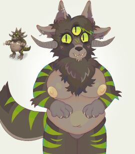 1anthro 3_eyes anthro anthro_only big_blue_bubble big_breasts breasts canine chubby chubby_female drumpler epic_drumpler female female_only furry horns muffin_top multi_ear multi_eye my_singing_monsters piercing self_upload shortstack theredlace werewolf