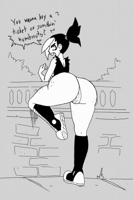 animated ass big_ass buckteeth cameltoe clapping_ass dialogue fat_ass female freckles_on_ass gwen_(putricia) original_character ponytail pussy putricia shirt sneakers twerking