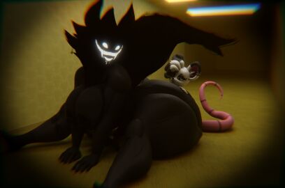 1boy 1girls 3d artist_request backrooms female furry male smiler_(the_backrooms) tagme the_backrooms