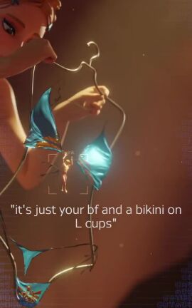 alternate_body_type alternate_breast_size audible_music bikini bouncing_breasts breasts gerudo gerudo_outfit giantess gigantic_breasts jewelry legend_of_zelda link miniboy navel penis princess_zelda short_hair size_difference smile struggling tears_of_the_kingdom the_legend_of_zelda veil video wide_hips zelda_(tears_of_the_kingdom)