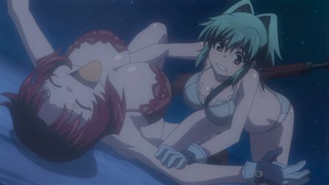 10s 2010s 2013 2d 2d_animation 2girls a.c.g.t air_bubbles animated anime big_breasts breasts cassie_lockheart cleavage closed_eyes concerned ecchi eyebrows_visible_through_hair eyes_closed female female_only freezing_(series) freezing_vibration gif gloves green_hair gun hair_strand hand_on_arm held_down kwang-hyun_kim large_breasts laughing lying lying_on_back lying_on_person multiple_females multiple_girls night night_sky no_sex outdoors ova red_hair rifle roxanne_elipton screencap short_hair smile snow snowing tickling tongue_out underwear underwear_only very_short_hair