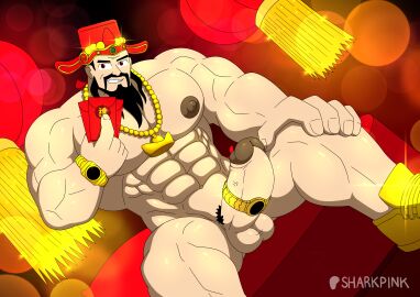 big_penis caishen caishen_ye chinese_mythology gay male money muscular muscular_male mythology penis sharkpink