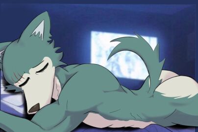 anthro asleep ass ass_out beastars camberally canid canine canis furry legoshi_(beastars) male naked nude sleeping sleeping_nude solo wolf