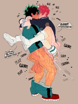 2boys big_penis boku_no_hero_academia carrying carrying_partner crying dialogue gay holding hyper hyper_penis impossible_fit izuku_midoriya kiwi_pug male male_focus male_only my_hero_academia onomatopoeia pants_down penis see-through shoes shorts_down shouto_todoroki stand_and_carry_position standing standing_sex tododeku todoroki_shouto x-ray
