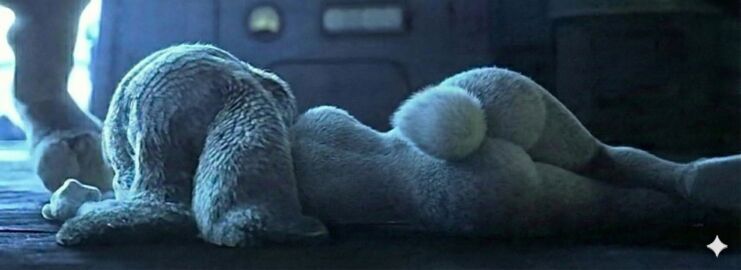 ai_generated ass ass_crack ass_focus back_view bunny bunny_girl bunny_tail butt_crack butt_focus female furry judy_hopps lying lying_on_side no_bra no_panties nude nude_female zootopia