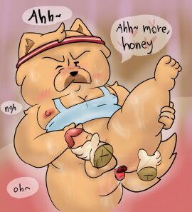 absurd_res ahh anthro anus_lick ass bodily_fluids bulldog canid canine canis chow_chow dogs_in_space domestic_dog duo genitals hand_on_ass hand_on_butt hand_on_penis hi_res jerry_(dogs_in_space) loaf_(dogs_in_space) male male/male mammal mastiff masturbation molosser netflix nipples nude one_eye_closed penis slightly_chubby slightly_chubby_male spitz sweat tail text ugly-rat15508