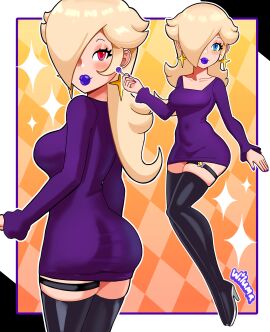 1girls alternate_version_available ass big_breasts big_lips bimbo bimbo_lips blonde_hair blue_eyes blush breasts close-up clothing dress ear_piercing earrings female female_only footwear full_body hair hair_over_one_eye half-closed_eyes heels high_heels hips holding_object indigo_lips indigo_lipstick indigo_nail_polish indigo_nails legs lips lipstick lollipop long_hair looking_back mario_(series) nail_polish nails nintendo parted_lips plump_lips princess_rosalina purple_dress purple_lips purple_lipstick purple_nail_polish purple_nails red_eyes short_dress sideboob smile solo solo_female sparkles star_earrings thick_lips thigh_strap thighs tied_hair violet_lips violet_lipstick violet_nail_polish violet_nails wiluma
