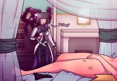 2girls ambiguous_consent artist_signature background belly belly_button belt bite bite_mark bite_marks black_hair blake_belladonna blonde_hair blush body_writing book books bookshelf cat_ears cat_girl catgirl cheating cheating_girlfriend clothed clothes colored counting cuck cucked cucked_by_femboy cucked_by_friend cucked_by_human cuckold cuckquean degradation eyebrows eyebrows_visible_through_hair eyelashes feet female femboy femboydom fingers fireplace front_view full_body full_color half_body high_resolution highlights highlights_(coloring) highres knee knees latex latex_clothing laying_down laying_on_bed legs light-skinned_female light_skin looking_at_another looking_at_partner male marked marking markings marks mirror multiple_females multiple_girls neeh neo_(rwby) netorare ntr panties ponytail rwby scared scared_expression shaded shadow short_hair side_view silhouette spanking_marks speaking surprise surprised surprised_expression sweat sweatdrop sweating tally_marks text thick thick_hips thick_legs thick_thighs thighs toes tongue watermark yang_xiao_long yellow_eyes yellow_hair zipper