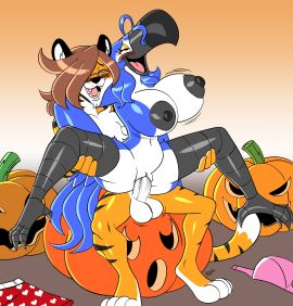 2024 3_toes 4_fingers aeolus06 anthro anthro_on_anthro anthro_penetrated anthro_penetrating anthro_penetrating_anthro areola august_(sachasketchy) avian balls big_balls big_breasts big_penis bird black_areola black_nipples black_nose black_stripes blue_body blue_feathers boxers_(clothing) bra breasts closed_eyes clothing discarded_boxers discarded_bra discarded_clothing discarded_underwear duo eyewear fangs feathers feet felid female female_penetrated fingers fur genitals glasses hair hair_over_eye halloween heart_boxers heart_clothing heart_symbol heart_underwear hi_res hindpaw holidays humanoid_hands jack-o'-lantern male male/female male_penetrating male_penetrating_female mammal multicolored_body multicolored_feathers multicolored_fur nipple_dip nipples nude nude_anthro nude_female nude_male open_mouth open_smile orange_body orange_fur outdoor_nudity outside outside_sex pantherine paws penetration penile penile_penetration penis penis_in_pussy pussy red_hair reina_(sachasketchy) sex sitting sitting_on_jack-o'-lantern smile striped_body striped_fur stripes talons teeth tiger toes tongue toucan two-tone_body two-tone_feathers two-tone_fur underwear vaginal_penetration wearing_glasses white_body white_feathers white_fur