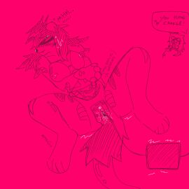 1:1 antennae_(anatomy) anthro blush bodily_fluids byte_(kitty_soda) cable canid canine canis charger charging domestic_dog female genital_fluids genitals hi_res kitty_soda machine mammal plugged_in pussy robot robot_anthro shaking solo vaginal_fluids whimpering whirring