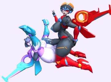 1futa 1girls 3d artist_upload ass breasts cock_shock female fembot futanari hand_on_ass hand_on_butt huge_ass huge_breasts huge_cock intersex legs_up peace_sign penis slipstream transformers trawert windblade