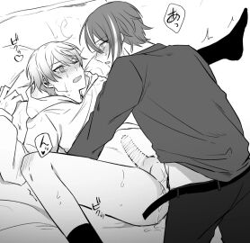 2boys anal censored cock cum cum_inside gay kamishiro_rui male male_focus male_only missionary_position partially_clothed penis project_sekai rui_tenma ruikasa tenma_tsukasa tsukasa_kamishiro yaoi