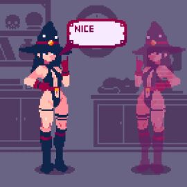 accident accidental_circumstance anon anonymous_male close-up female female_focus frozen frozen_solid holding_breasts pixel_animation ryona spell spellcasting surprised surprised_expression tagme talking talking_to_self video witch witch_hat