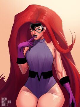 1girls biting_lip hair_fetish marvel marvel_comics medusa_(inhumans) mutant mutant_(marvel) purple_eyes red_hair redrollerball very_long_hair