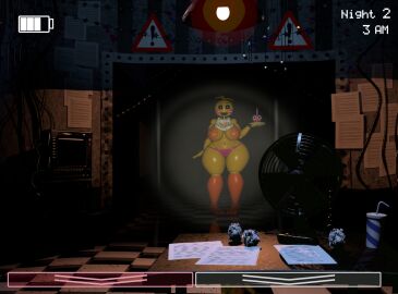 3d 3d_(artwork) accurate_art_style ass big_breasts breasts canonical_scene casual casual_nudity chickenchicalover cupcake_(fnaf) female female_only five_nights_at_freddy's fnaf2_location gameplay_mechanics huge_ass huge_breasts pov public public_nudity robot robot_girl runaboo_chica sideass solo toy_chica_(fnaf)