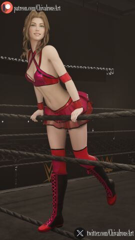 1girls 3d aerith_gainsborough chivalrous_art female final_fantasy final_fantasy_vii final_fantasy_vii_rebirth final_fantasy_vii_remake smile solo_female wwe wwe_diva