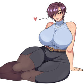 1girls ass big_ass big_breasts big_butt breasts demon_dog demondog17 female huge_breasts mature_female milf older_female pantyhose pencil_skirt skirt solo solo_female solo_focus sweater thick_thighs thighs yellow_eyes