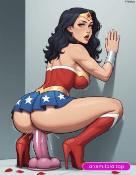 anal artist_name ass bare_shoulders black_hair blue_eyes blue_skirt boots breasts dildo dildo_riding female high_heel_boots high_heels lips lipstick long_hair looking_at_viewer makeup masturbation no_panties object_insertion patreon_username pussy pussy_juice red_footwear red_lips saint_quartz_fate sex_toy shadow skirt solo squatting star_earrings star_hair_ornament star_pasties star_print star_symbol starfish starry_background superhero thighs uncensored vaginal_object_insertion vaginal_penetration watermark wavy_hair web_address wonder_woman wonder_woman_(injustice) wonder_woman_(series)