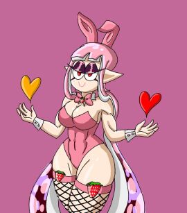 big_breasts breasts bunnysuit cleavage coola_art curvy_figure cute dawn_(coola_art) female inkling inkling_girl muscular muscular_female nintendo sexy sheer_clothing smug splatoon splatoon_(series) tentacle_hair wide_hips