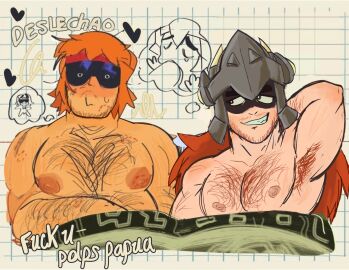 bara brawl_stars buster_(brawl_stars) draco_(brawl_stars) gay gay_domination gay_male gay_sex hairy hairy_armpits hairy_male helmet muscular muscular_male red_hair sunglasses