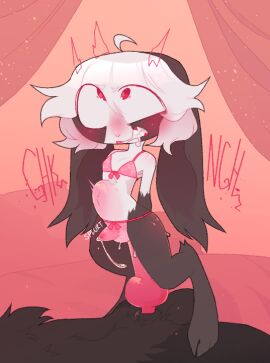 anal anal_sex antenna_hair anthro areola balls big_penis black_and_white_fur black_body black_fur blush bodily_fluids bra bulge clenched_teeth clothing colored comic cowgirl_position cum cum_in_clothing cum_through_clothing cum_while_penetrated digitigrade eye_roll female femboy from_front_position fur genital_fluids genitals girly gradient_background hair hands_behind_back knot lagomorph leporid long_ears male male/male mammal moan navel nipples on_bottom on_top onomatopoeia panties paws penetration penis pink_bra pink_clothing pink_panties pink_underwear questionable_consent rabbit red_eyes red_penis saliva saliva_string sex shaded simple_background simple_shading sinnerpen size_difference smaller_penetrated solo_focus sound_effects standing_cowgirl_position stomach_bulge teeth text throbbing_penis translucent translucent_clothing underwear wet wet_clothing white_hair