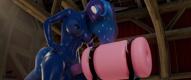 animal_genitalia animal_penis animated anthro balls bodily_fluids breeding_mount cum equine_genitalia equine_penis erostud friendship_is_magic genital_fluids genitals hasbro herm hi_res huge_filesize intersex my_little_pony no_sound nude penis princess_luna_(mlp) solo tagme video