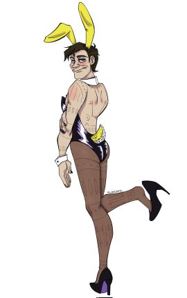 blush bunny_ears bunny_tail bunnysuit crossdressing five_nights_at_freddy's fnaf high_heels legs_up male male_only masculine_crossdresser pantyhose purple_guy_(fnaf) scars solo william_afton