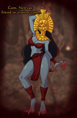 3_eyes abs anklet armpits athletic athletic_female bare_shoulders barefoot belt belt_buckle big_breasts big_thighs black_hair bra breasts brunette clawed_feet clawed_fingers claws curvaceous curvy curvy_figure dagoth_ur dark_elf dark_skin dunmer feet female genderswap genderswap_(mtf) gigantic_breasts glowing_eyes gold_(metal) gold_mask grey_body grey_skin hourglass_figure kneehighs kneesocks legs loincloth long_hair luscious_lips midriff morrowind multi_eye narrow_waist pinup ratopombo red_bra red_clothing red_eyes rule_63 seducing seducing_viewer seduction seductive seductive_look skimpy skirt solo solo_female solo_focus tagme the_elder_scrolls thick_hips thick_lips thick_thighs thighs toned toned_female wide_hips