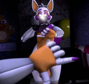 2024 3d animatronic anthro balloon balls bedroom_eyes big_balls black_sclera brown_nipples canid canine cellphone claws digital_media_(artwork) electronics eyebrows five_nights_at_freddy's five_nights_at_freddy's_world fox genitals hair half-closed_eyes hand_over_crotch holding_cellphone holding_object holding_phone hook hook_hand inflatable inside lolbit_(fnaf) lolbit_(male) machine male male_only mammal multicolored_body narrowed_eyes nipples orange_body phone pose poster purple_claws raised_eyebrow robot scottgames seductive selfie sfmmations solo source_filmmaker standing taking_picture taking_selfie thick_thighs two-tone_body white_body white_ears white_eyes white_hair