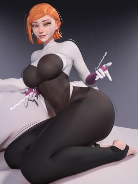 1girls 3d ben_10 big_breasts bodysuit breasts cosplay female female_only gwen_tennyson huge_breasts human large_breasts marvel popogori solo solo_female spider-gwen spider-man_(series) voluptuous