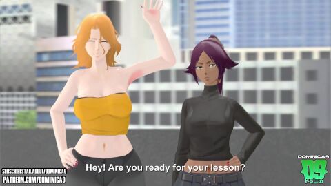 1boys 2girls 3d animated bleach breeding cum cum_in_pussy cum_inside dark-skinned_male dark_skinned_female dominant_female dominica9 first_kiss implied_impregnation kissing kissing_while_penetrated large_breasts matsumoto_rangiku multiple_orgasms nude orange_hair prostitution purple_hair rubyredva sex sex_education shihouin_yoruichi short_hair shorter_male straight tagme teaching theblackmissus video virgin virginity_loss voice_acted