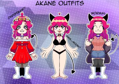 akane_(nutts) horns nutts original original_character outfit_variant pink_hair underwear