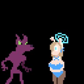 1girls animated asuna_(blue_archive) asuna_(bunny_girl)_(blue_archive) blonde_hair eye_color_change female futa_transformation futanari green_eyes identity_death intersex masturbation pixel_animation pixel_art possession possessionmaker spooky_island_demon tagme transformation