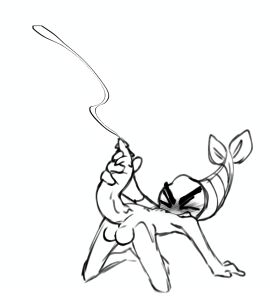 artist_request balls blush blush_lines closed cum dandy's_world eyes fapping male masturbation nude nude_male penis reupload shrimp shrimpo_(dandy's_world) solo solo_focus solo_male thick_eyebrows unusual_anatomy unusual_genitalia unusual_penis upscaled